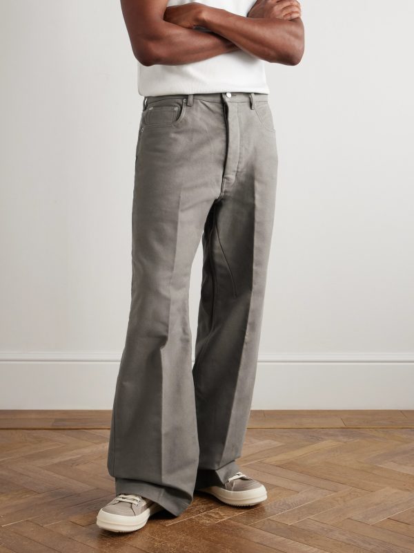 Geth Wide-Leg Brushed Organic Cotton-Twill Trousers - FR Geth Wide-Leg Brushed Organic Cotton-Twill Trousers - FR