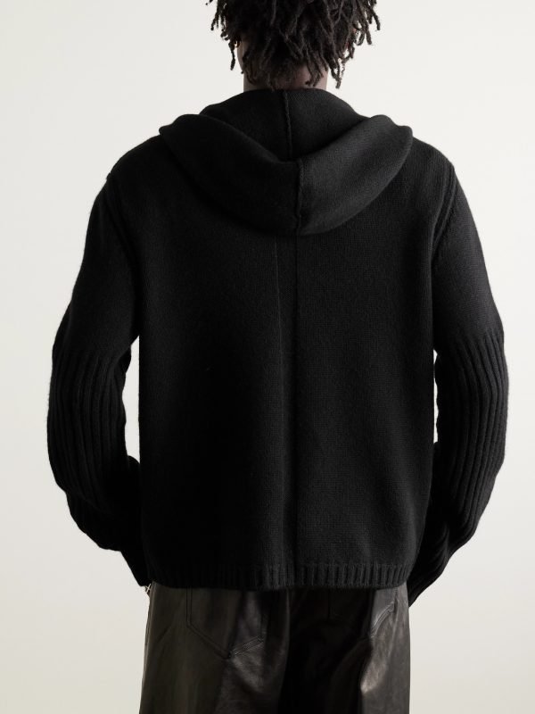 Las Palmas Ribbed Cashmere Zip-Up Hoodie - BK Las Palmas Ribbed Cashmere Zip-Up Hoodie - BK