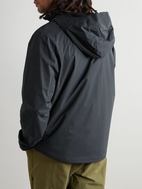 Level Alpha Logo-Print Fleece-Trimmed Recycled-Shell Jacket - BK Level Alpha Logo-Print Fleece-Trimmed Recycled-Shell Jacket - BK