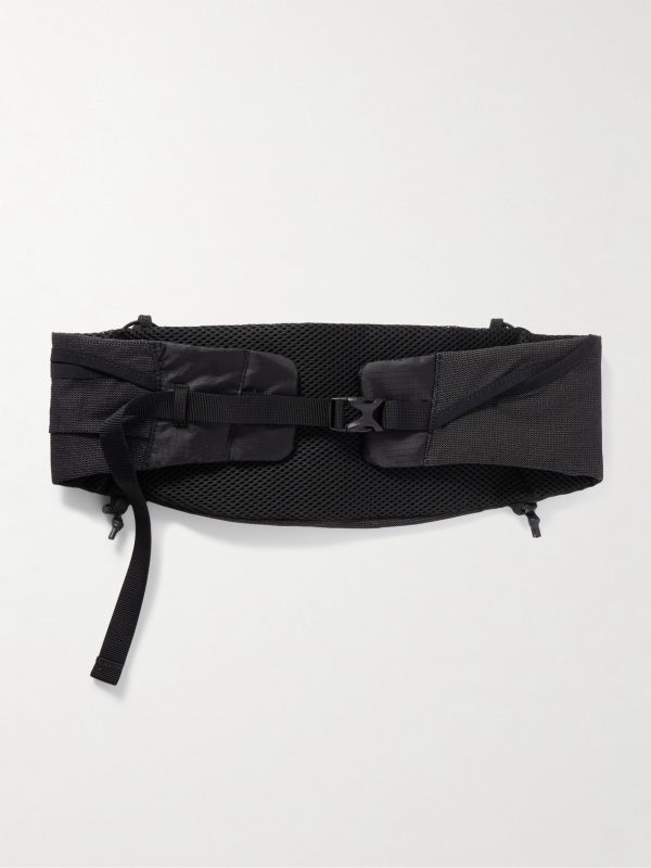 Borders Embroidered Ripstop-Trimmed Mesh Belt Bag - BK Borders Embroidered Ripstop-Trimmed Mesh Belt Bag - BK