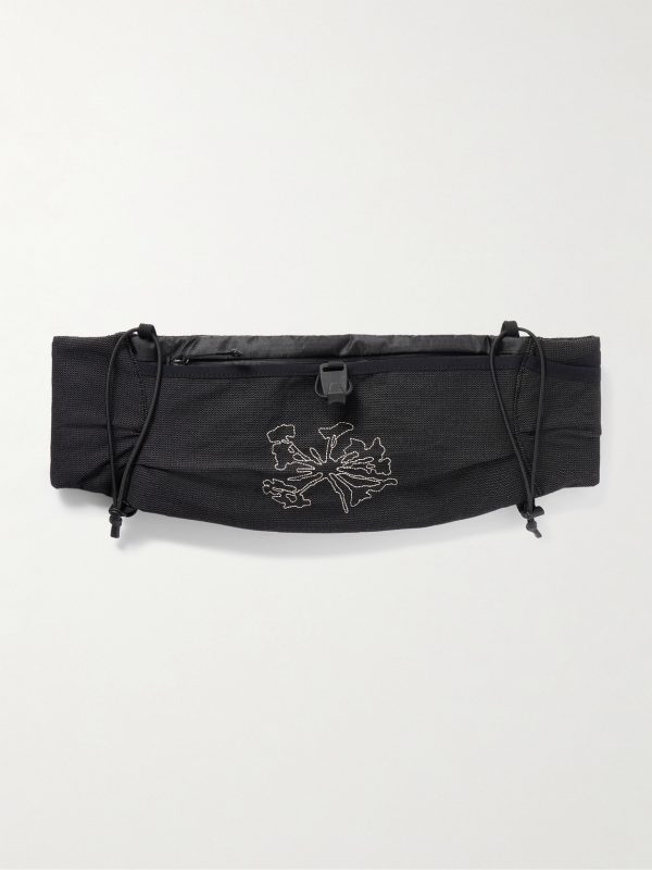 Borders Embroidered Ripstop-Trimmed Mesh Belt Bag Borders Embroidered Ripstop-Trimmed Mesh Belt Bag