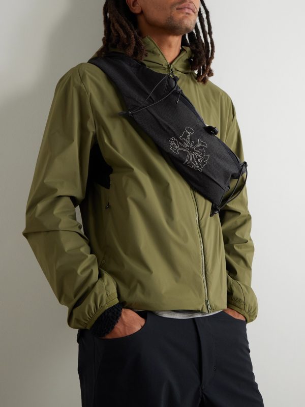 Borders Embroidered Ripstop-Trimmed Mesh Belt Bag - OU Borders Embroidered Ripstop-Trimmed Mesh Belt Bag - OU