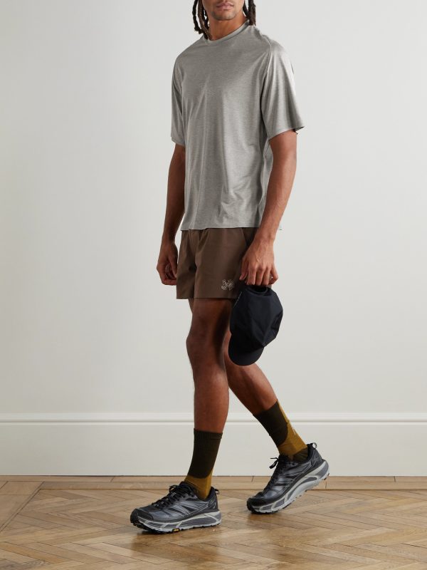 Marka Liner Straight-Leg 5" Mesh-Trimmed Recycled-Shell Running Shorts - OU