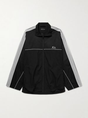 Oversized Striped Logo-Embroidered Recycled-Shell Track Jacket Oversized Striped Logo-Embroidered Recycled-Shell Track Jacket
