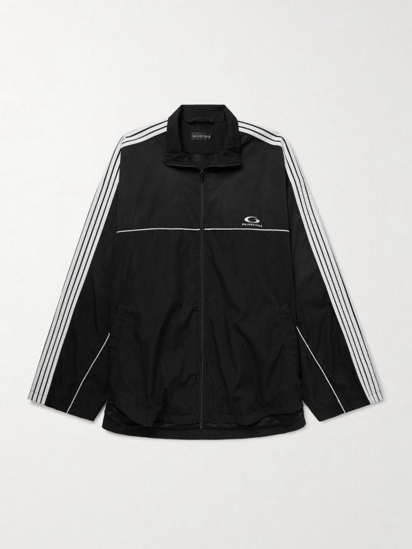 Oversized Striped Logo-Embroidered Recycled-Shell Track Jacket Oversized Striped Logo-Embroidered Recycled-Shell Track Jacket