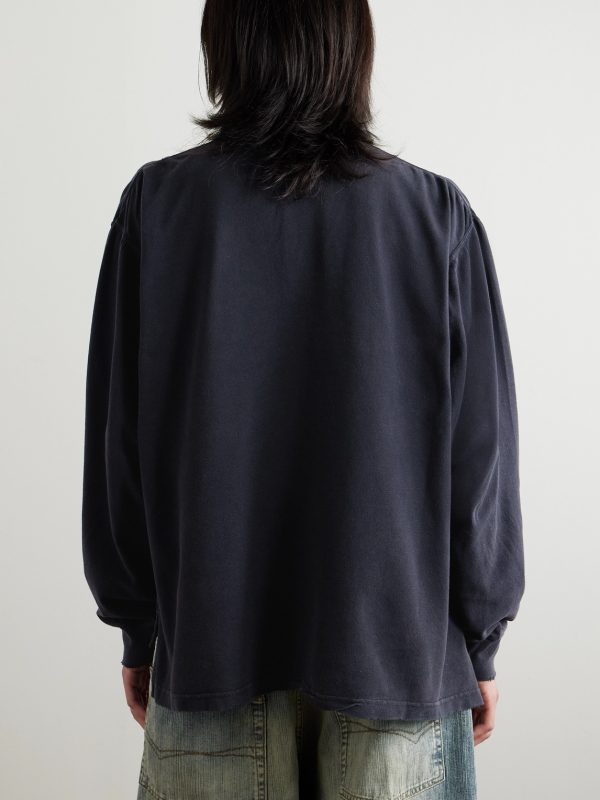 Laurel Embroidered Distressed Cotton-Piqué Polo Shirt - BK Laurel Embroidered Distressed Cotton-Piqué Polo Shirt - BK