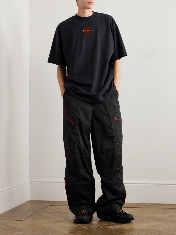 Logo-Embroidered Printed Cotton-Jersey T-Shirt - OU Logo-Embroidered Printed Cotton-Jersey T-Shirt - OU