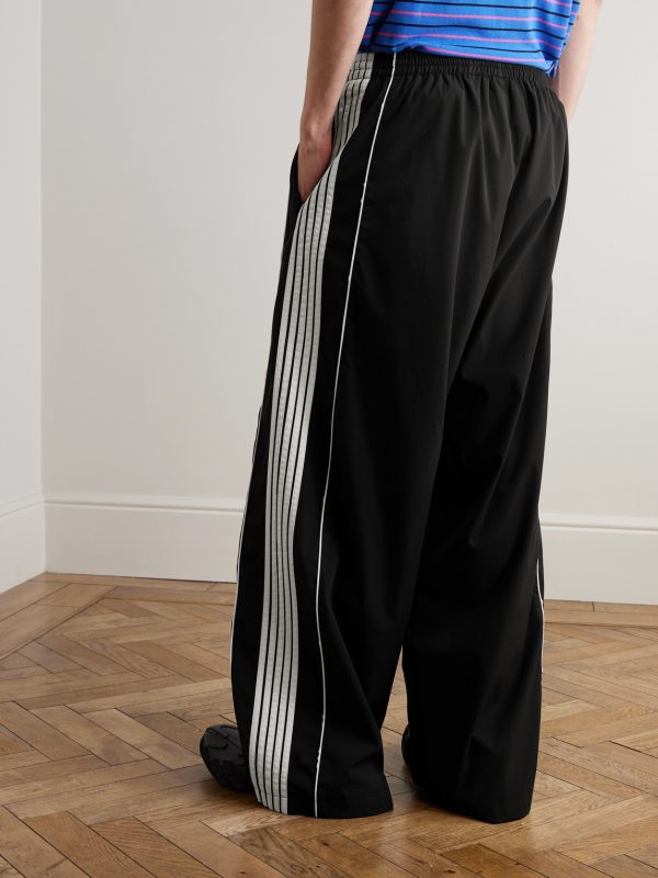 Straight-Leg Logo-Embroidered Striped Recycled-Shell Track Pants - BK Straight-Leg Logo-Embroidered Striped Recycled-Shell Track Pants - BK