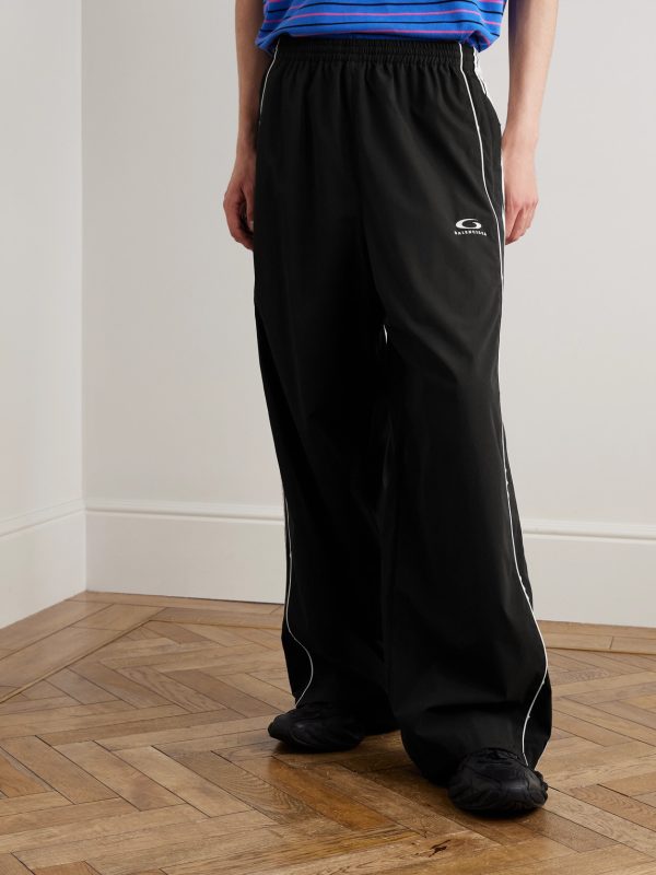 Straight-Leg Logo-Embroidered Striped Recycled-Shell Track Pants - FR Straight-Leg Logo-Embroidered Striped Recycled-Shell Track Pants - FR
