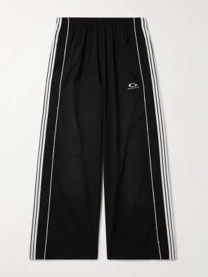 Straight-Leg Logo-Embroidered Striped Recycled-Shell Track Pants