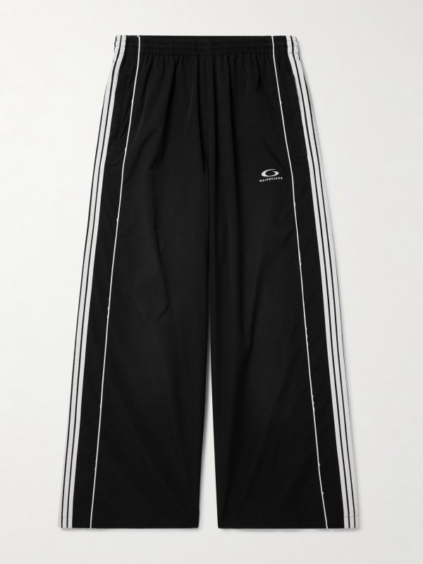 Straight-Leg Logo-Embroidered Striped Recycled-Shell Track Pants Straight-Leg Logo-Embroidered Striped Recycled-Shell Track Pants