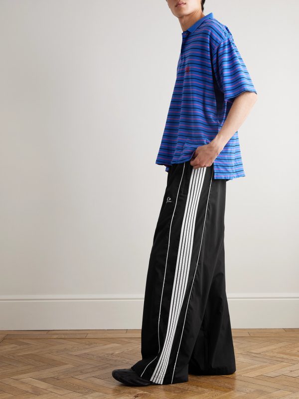 Straight-Leg Logo-Embroidered Striped Recycled-Shell Track Pants - OU Straight-Leg Logo-Embroidered Striped Recycled-Shell Track Pants - OU