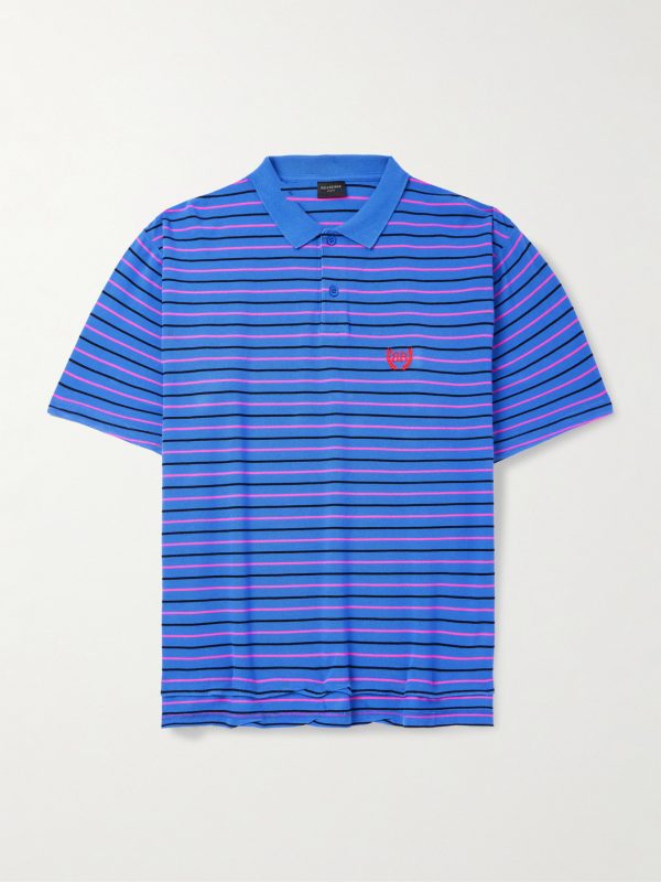 Oversized Striped Cotton-Piqué Polo Shirt