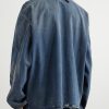Oversized Distressed Denim Jacket - BK