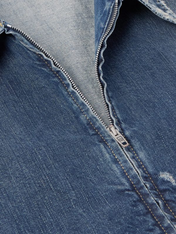 Oversized Distressed Denim Jacket - CU