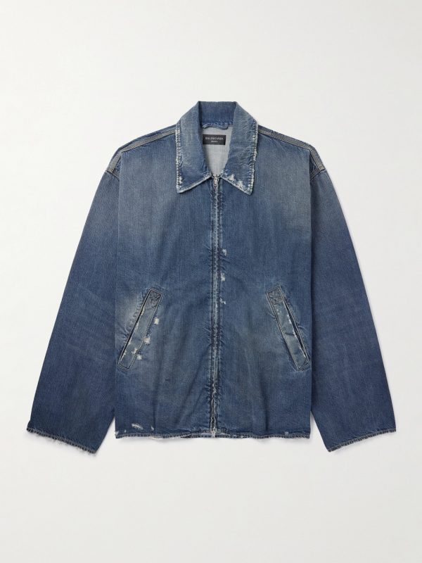 Oversized Distressed Denim Jacket