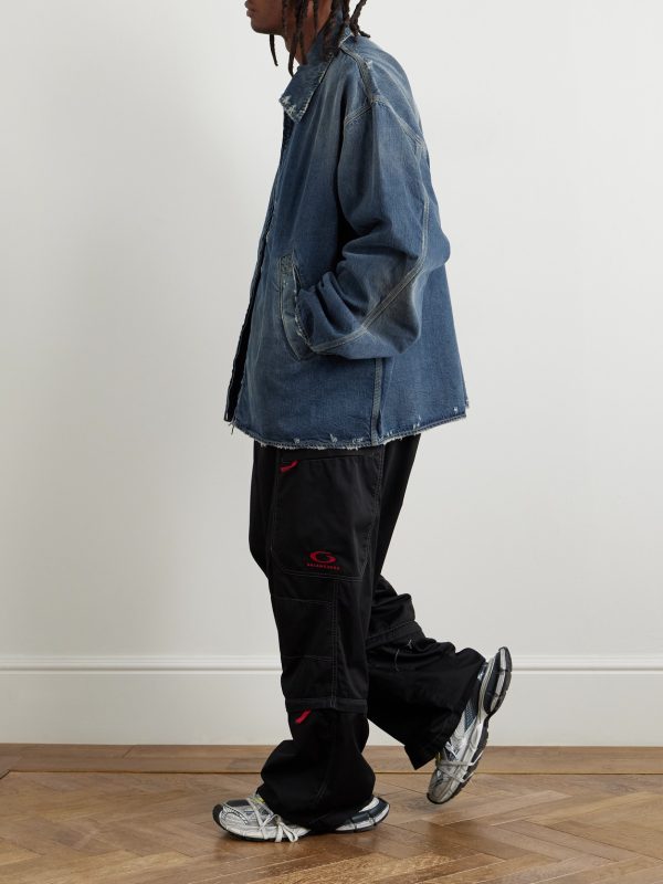 Oversized Distressed Denim Jacket - OU