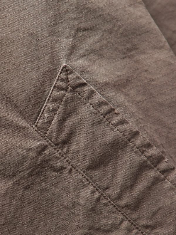 Oversized Distressed Cotton-Ripstop Car Coat - E1