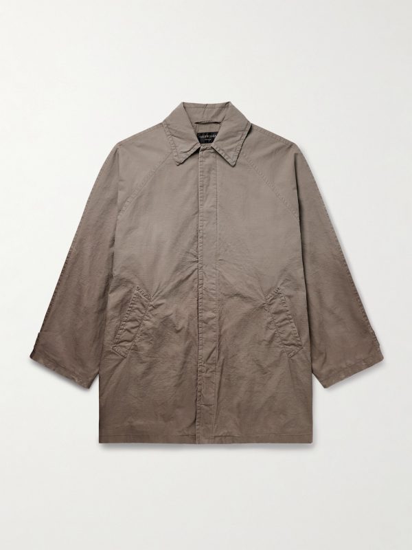 Oversized Distressed Cotton-Ripstop Car Coat