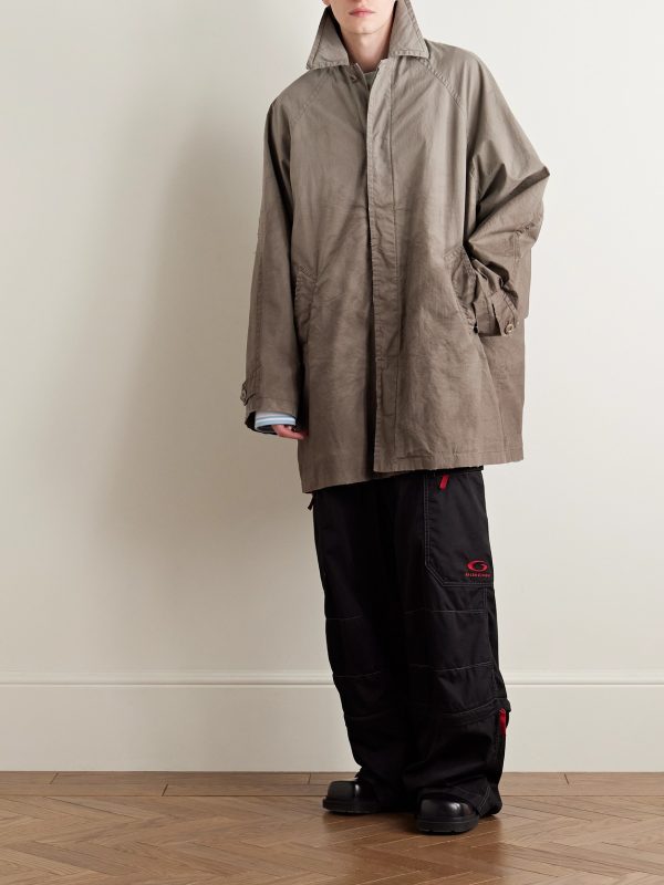 Oversized Distressed Cotton-Ripstop Car Coat - OU
