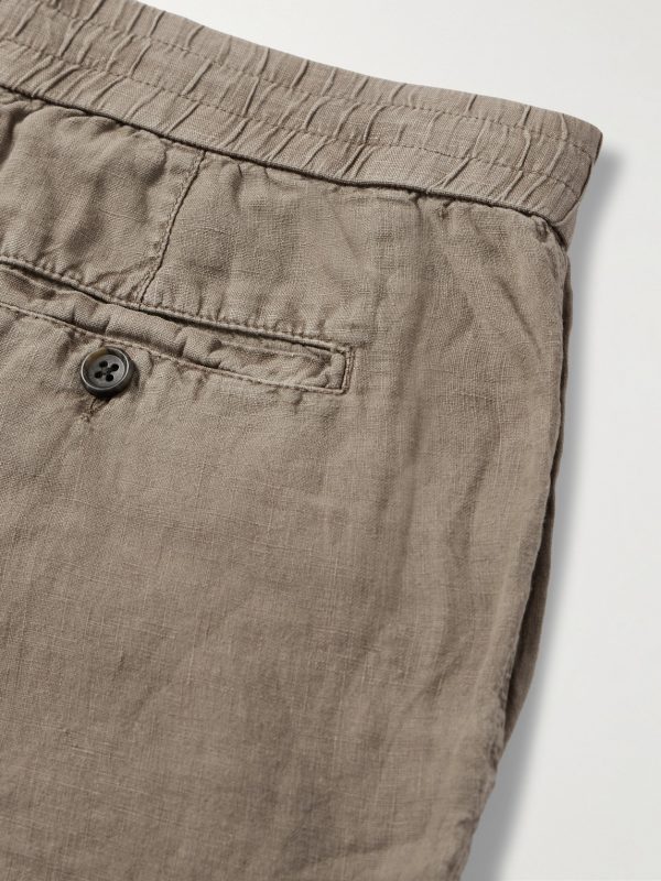 Straight-Leg Garment-Dyed Linen Drawstring Trousers - CU Straight-Leg Garment-Dyed Linen Drawstring Trousers - CU