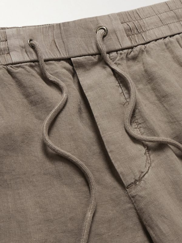 Straight-Leg Garment-Dyed Linen Drawstring Trousers - E1 Straight-Leg Garment-Dyed Linen Drawstring Trousers - E1