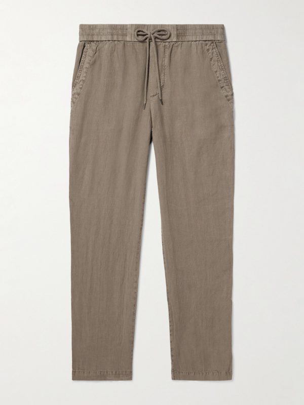 Straight-Leg Garment-Dyed Linen Drawstring Trousers Straight-Leg Garment-Dyed Linen Drawstring Trousers