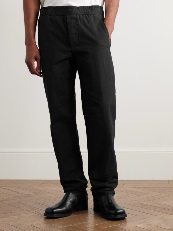 Tapered Garment-Dyed Cotton and Hemp-Blend Trousers - FR