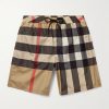 Straight-Leg Long-Length Checked Swim Shorts Straight-Leg Long-Length Checked Swim Shorts