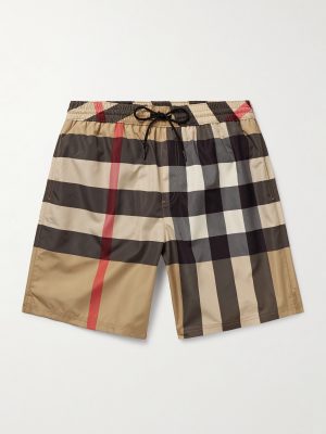 Straight-Leg Long-Length Checked Swim Shorts Straight-Leg Long-Length Checked Swim Shorts