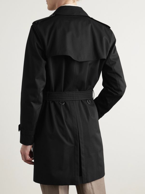 Kensington Double-Breasted Belted Cotton-Gabardine Trench Coat - BK Kensington Double-Breasted Belted Cotton-Gabardine Trench Coat - BK