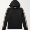 Checked Logo-Embroidered Cotton-Jersey Hoodie Checked Logo-Embroidered Cotton-Jersey Hoodie