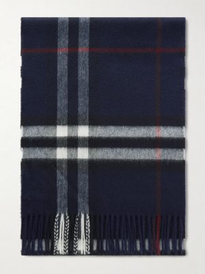 Fringed Checked Cashmere Scarf Fringed Checked Cashmere Scarf