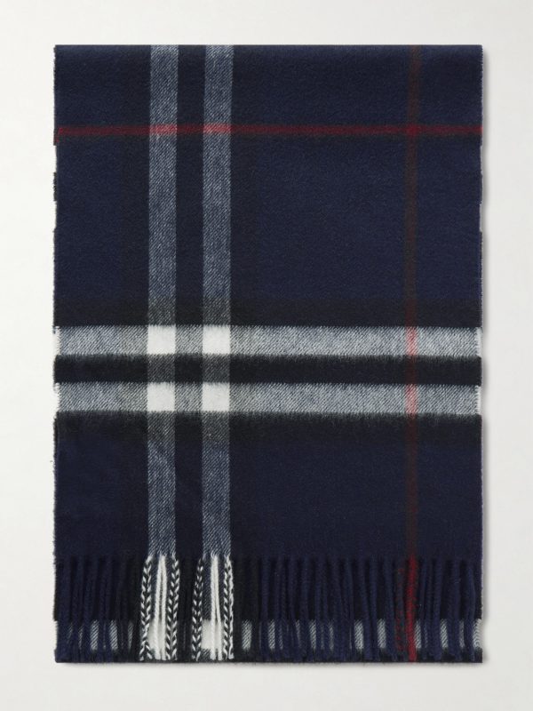 Fringed Checked Cashmere Scarf Fringed Checked Cashmere Scarf