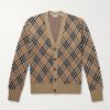 Checked Jacquard-Knit Wool-Blend Cardigan Checked Jacquard-Knit Wool-Blend Cardigan