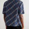 Convertible-Collar Checked Silk Shirt - BK