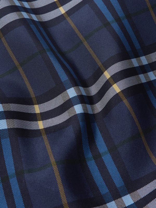 Convertible-Collar Checked Silk Shirt - CU
