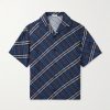Convertible-Collar Checked Silk Shirt
