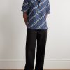 Convertible-Collar Checked Silk Shirt - OU