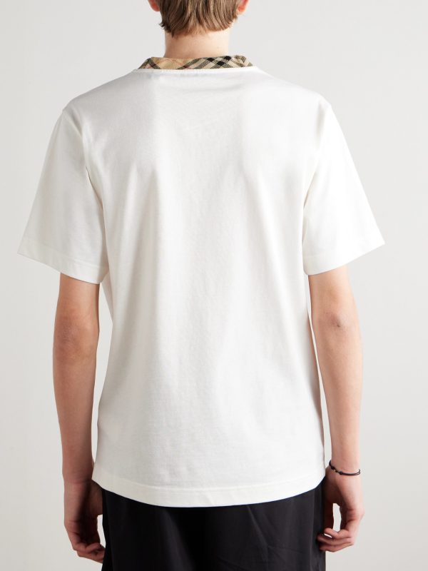 Checked Cotton-Jersey T-Shirt - BK