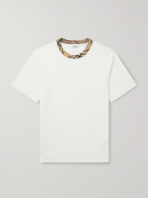 Checked Cotton-Jersey T-Shirt