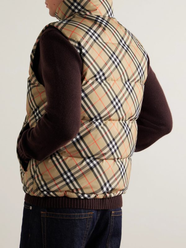 Slim-Fit Reversible Quilted Checked Down Gilet - BK Slim-Fit Reversible Quilted Checked Down Gilet - BK