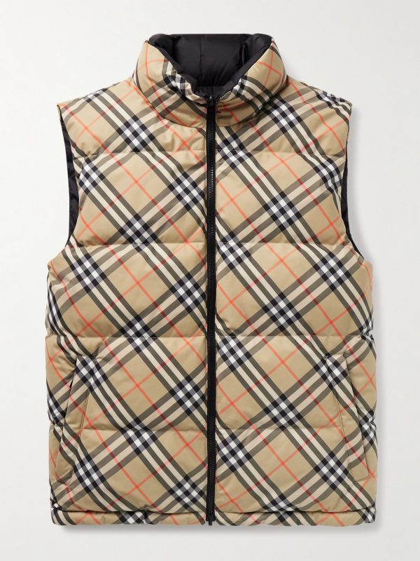 Slim-Fit Reversible Quilted Checked Down Gilet Slim-Fit Reversible Quilted Checked Down Gilet