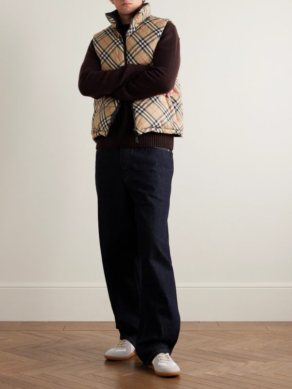 Slim-Fit Reversible Quilted Checked Down Gilet - OU Slim-Fit Reversible Quilted Checked Down Gilet - OU