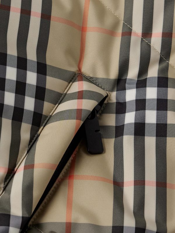 Reversible Checked Quilted Shell Hooded Down Jacket - E1 Reversible Checked Quilted Shell Hooded Down Jacket - E1