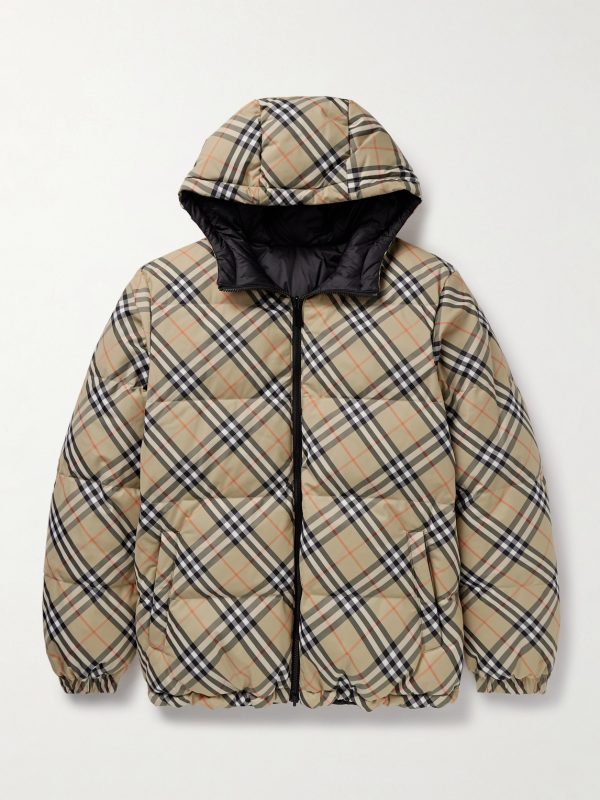 Reversible Checked Quilted Shell Hooded Down Jacket Reversible Checked Quilted Shell Hooded Down Jacket