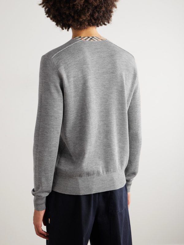 Slim-Fit Contrast-Tipped Wool Sweater - BK Slim-Fit Contrast-Tipped Wool Sweater - BK