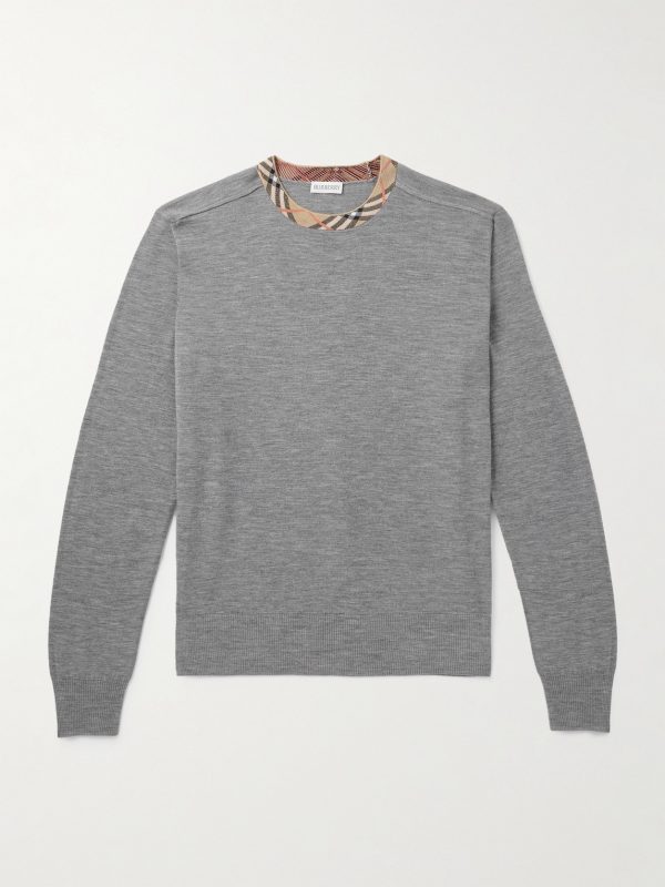 Slim-Fit Contrast-Tipped Wool Sweater Slim-Fit Contrast-Tipped Wool Sweater