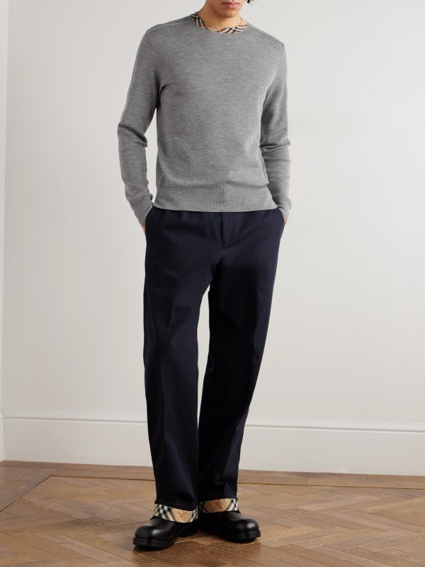 Slim-Fit Contrast-Tipped Wool Sweater - OU Slim-Fit Contrast-Tipped Wool Sweater - OU
