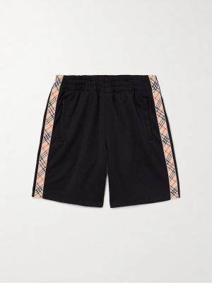 Straight-Leg Checked Jacquard-Knit Trimmed Tech-Jersey Shorts